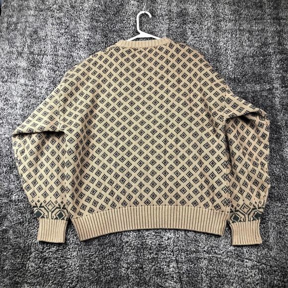 Vintage Eddie Bauer Sweater Mens XL Beige Argyle Knit Cotton Crewneck 90s - Picture 4 of 7